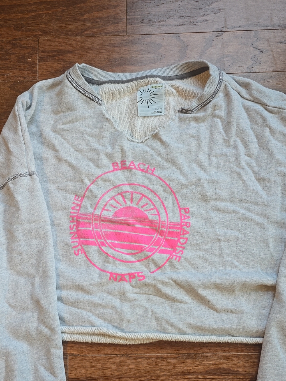 aerie OFFLINE Light Gray Sweatshirt Label with Black Sunburst